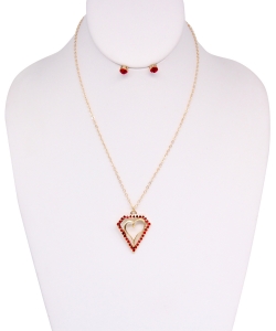 Heart Pendant Necklace with Earrings NB700114 GOLDLM